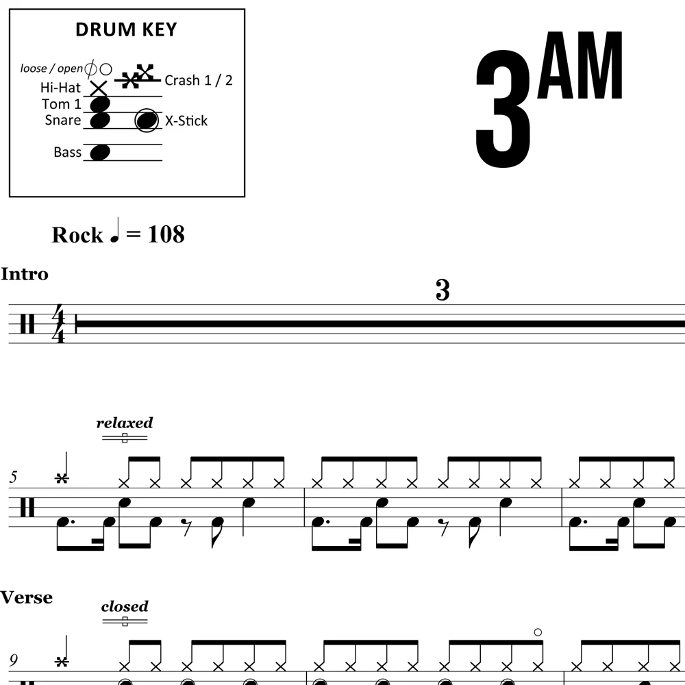 3AM - Matchbox 20 - Drum Sheet Music - Image 2
