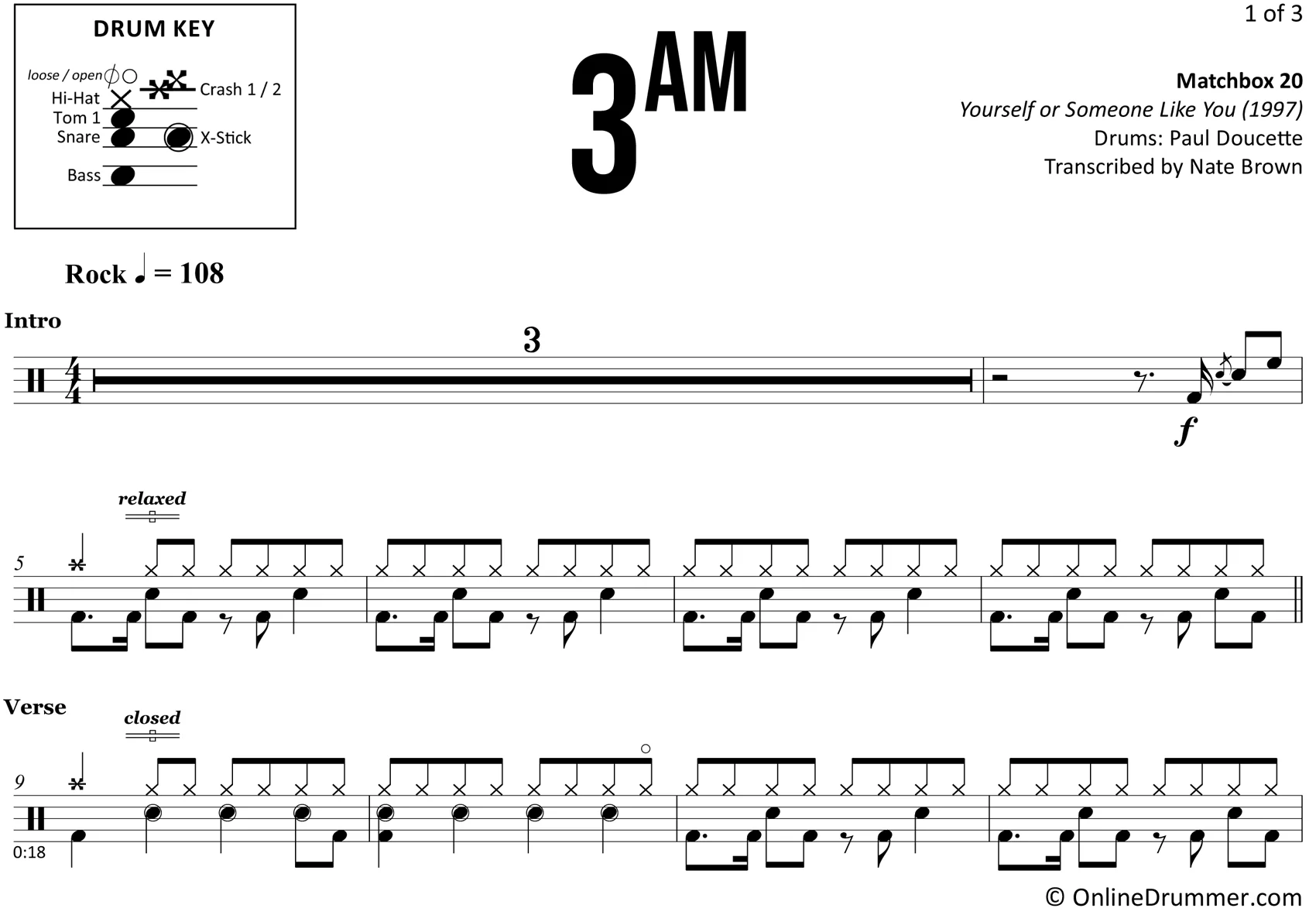 3AM - Matchbox 20 - Drum Sheet Music - Image 3