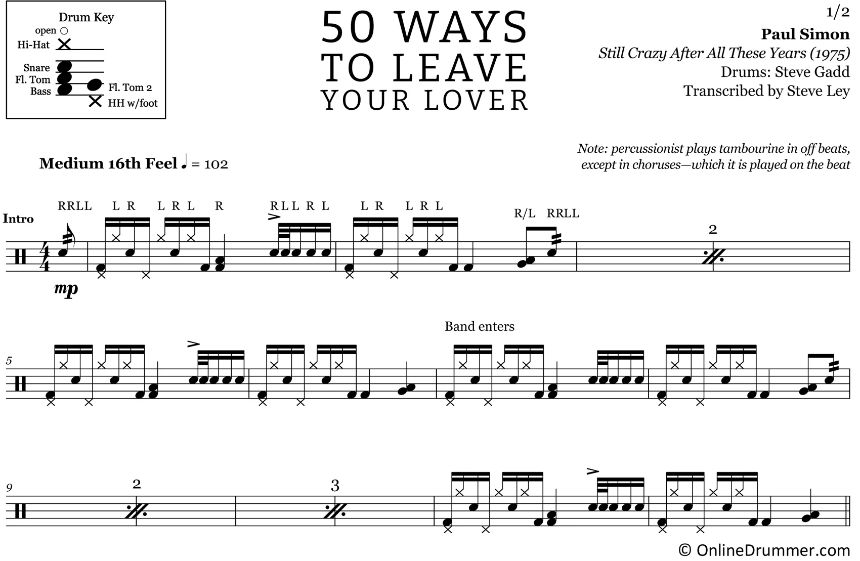50 Ways To Leave Your Lover - Paul Simon - Drum Sheet Music - Image 3