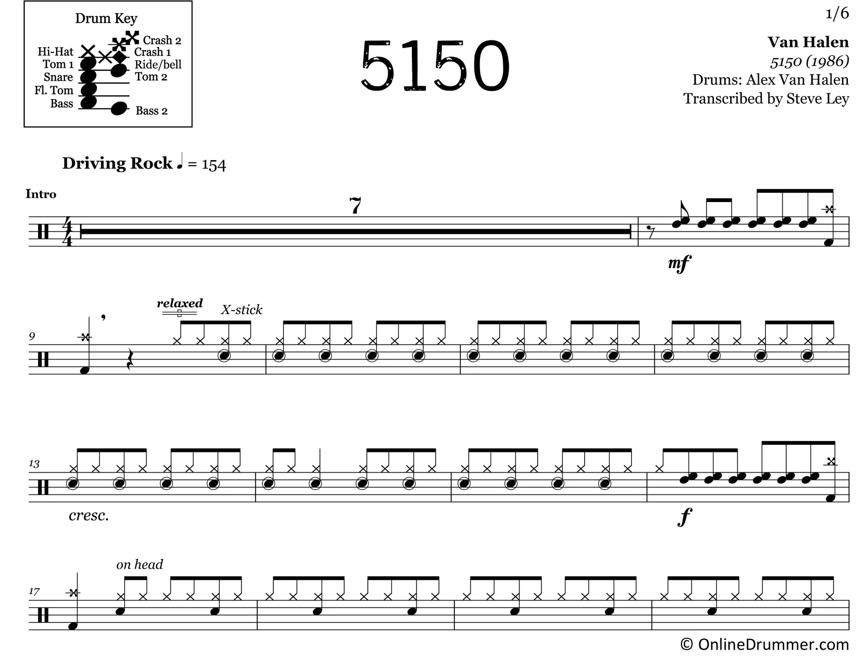 5150 - Van Halen - Drum Sheet Music - Image 3