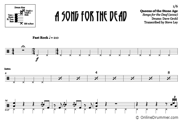 A Song for the Dead - Queens of the Stone Age - Drum Sheet Music - Image 3