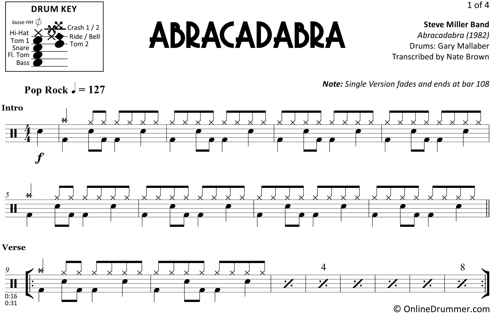Abracadabra - Steve Miller Band - Drum Sheet Music - Image 3