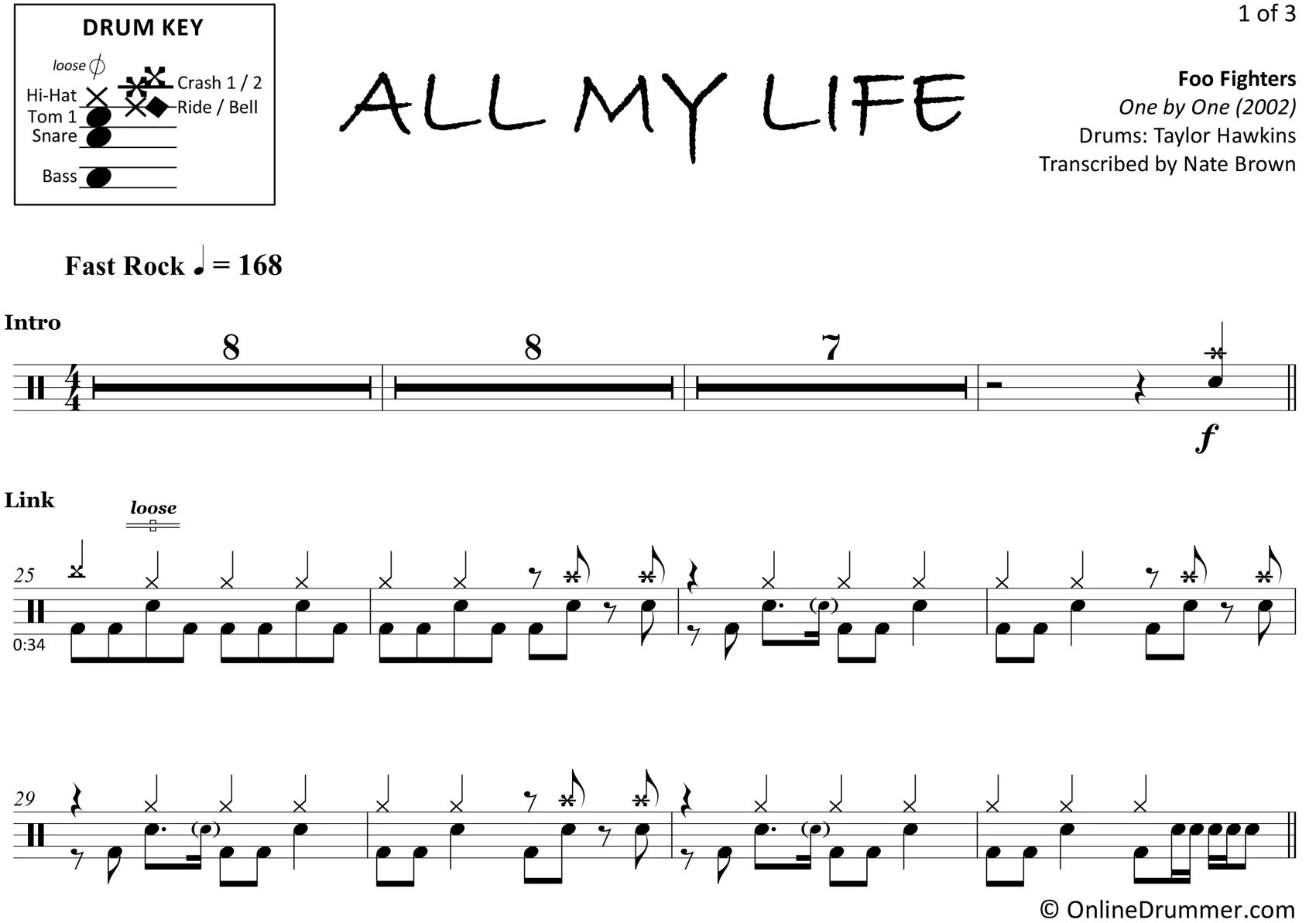 All My Life - Foo Fighters - Drum Sheet Music - Image 3