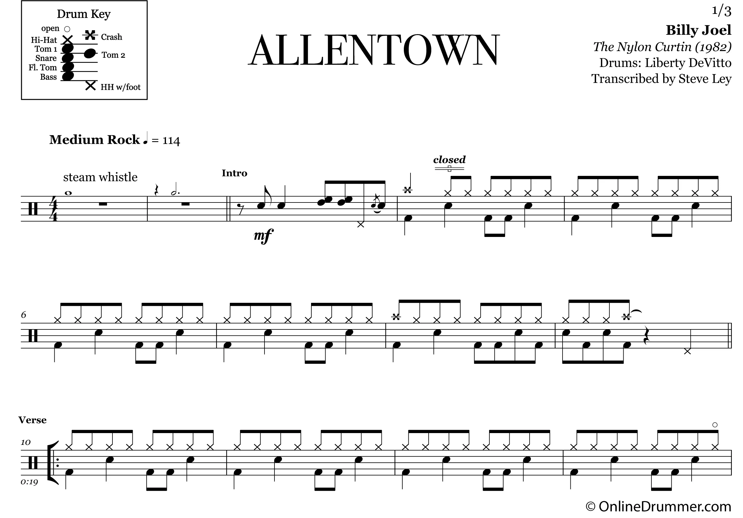 Allentown - Billy Joel - Drum Sheet Music - Image 3