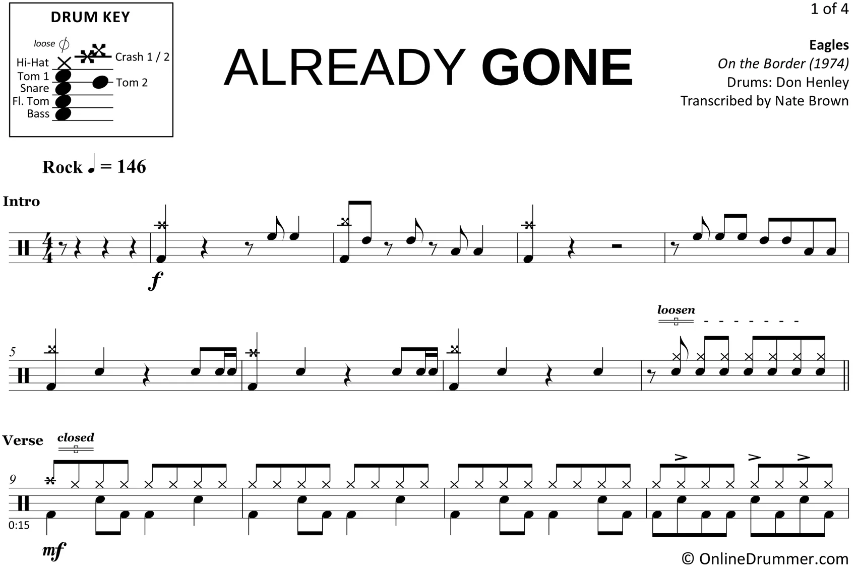 Already Gone - Eagles - Drum Sheet Music - Image 3
