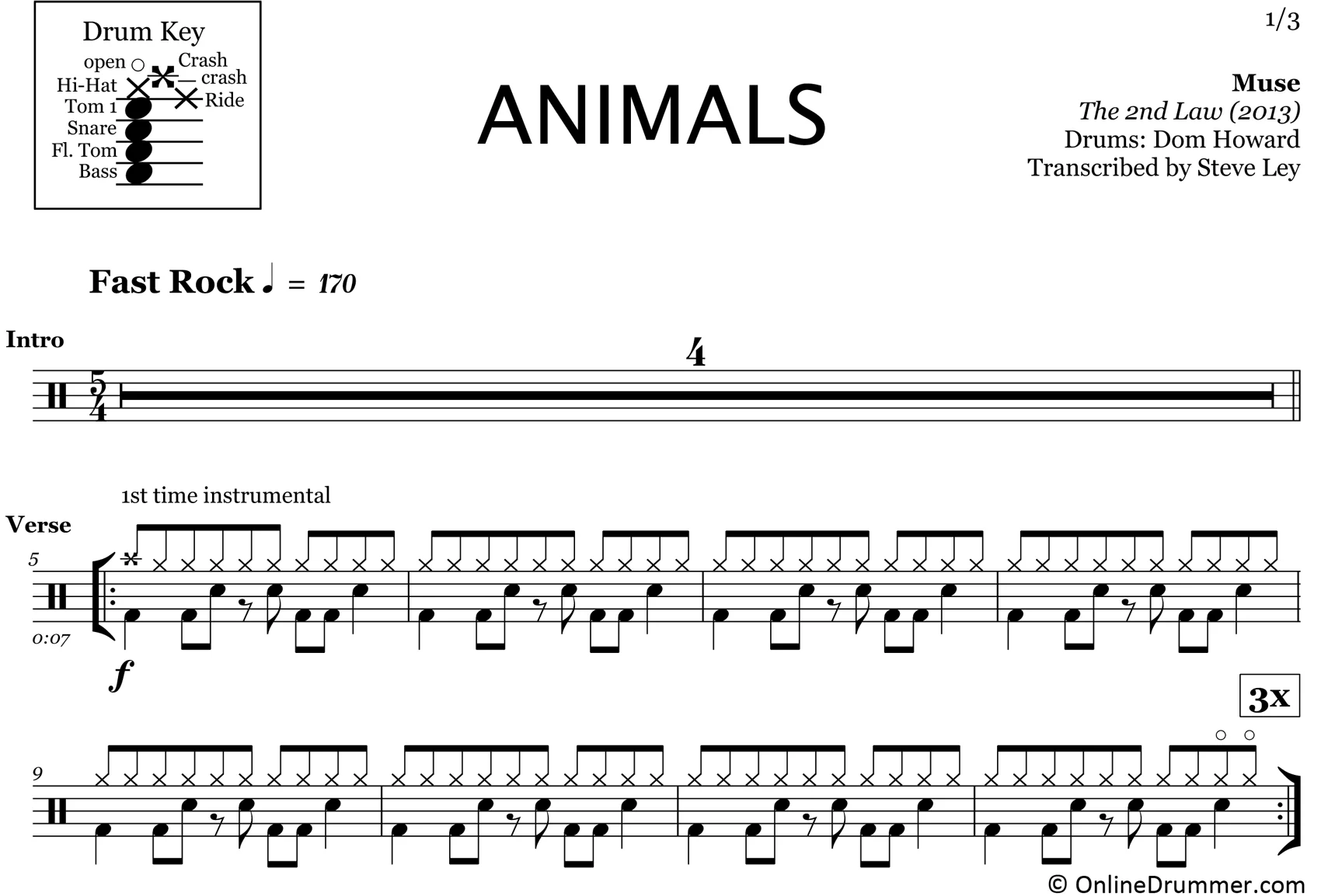 Animals - Muse - Drum Sheet Music - Image 3
