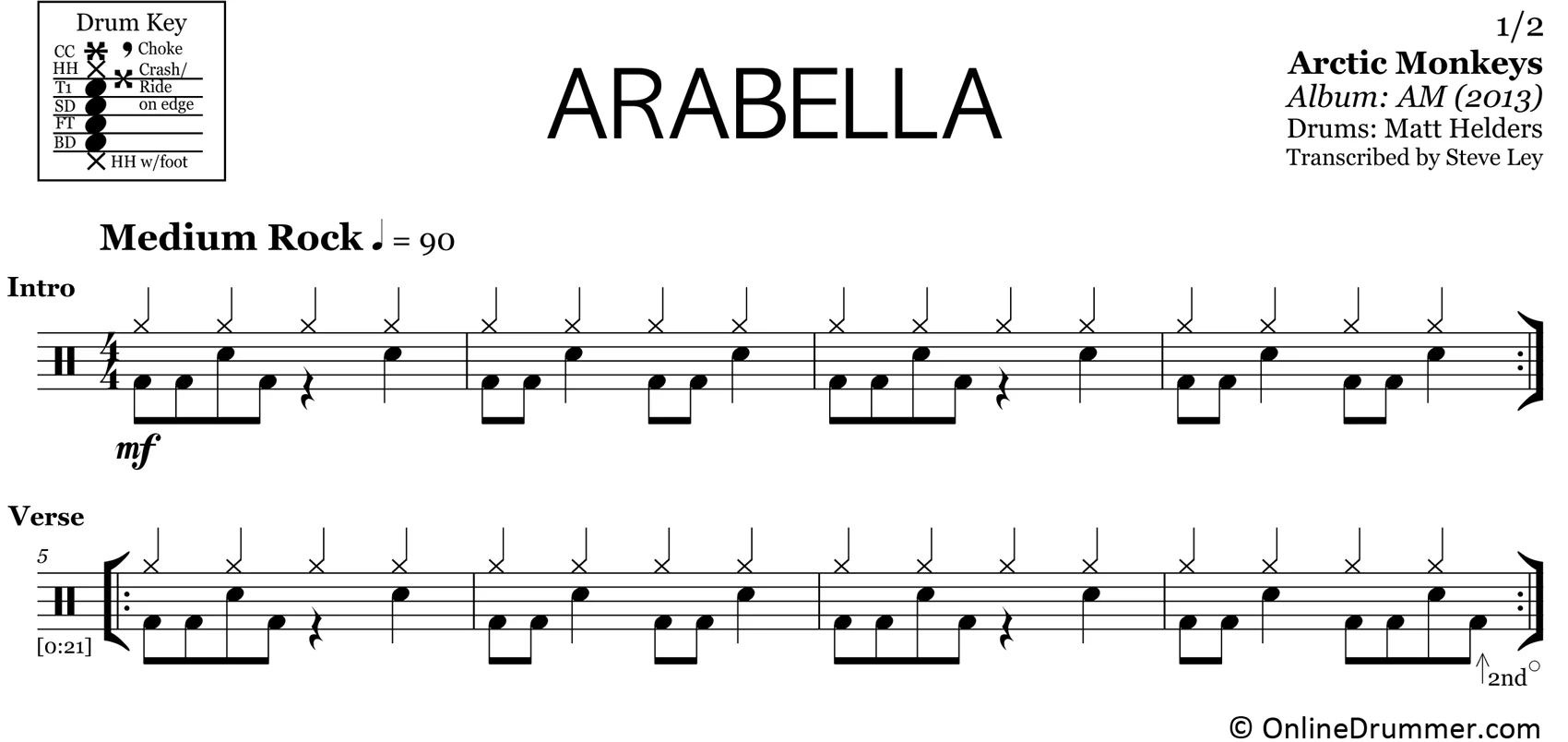 Arabella - Arctic Monkeys - Drum Sheet Music - Image 3