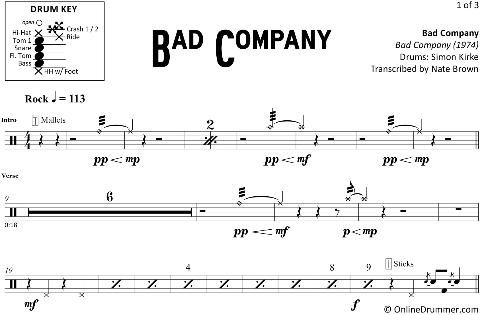 Bad Company - Bad Company - Drum Sheet Music - Image 3