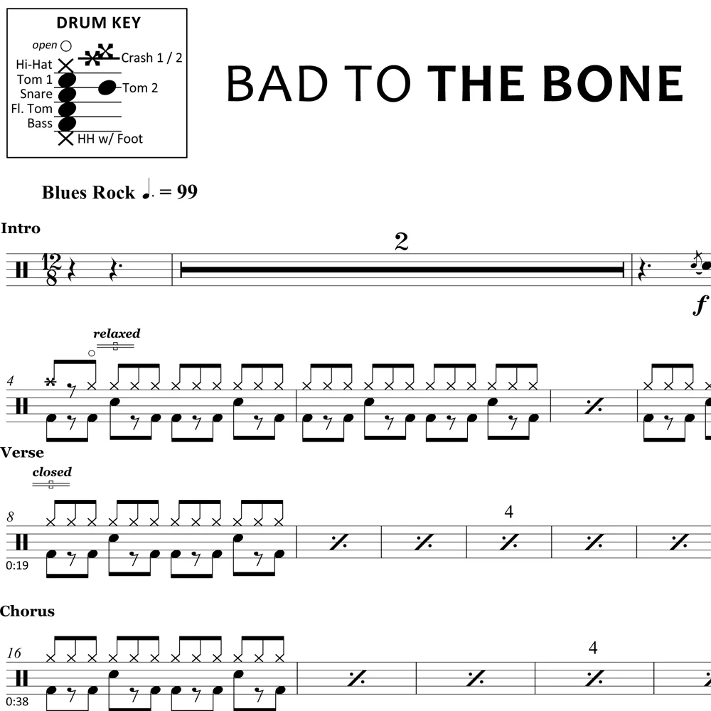 Bad to the Bone - George Thorogood and the Destroyers - Drum Sheet Music - Image 2