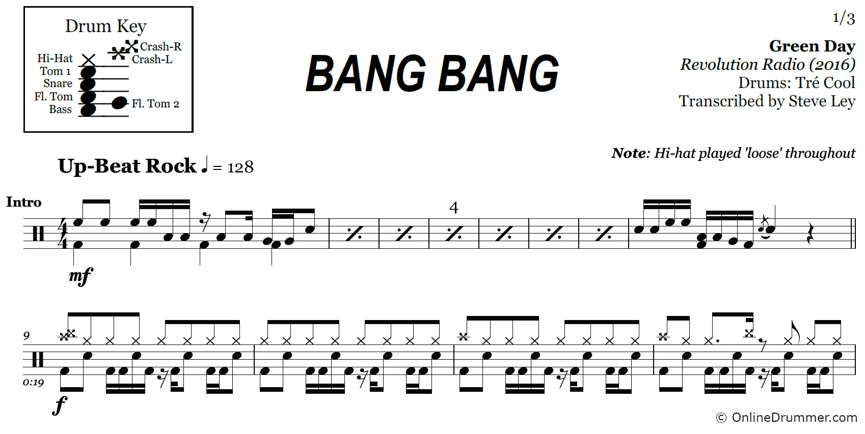Bang Bang - Green Day - Drum Sheet Music - Image 3