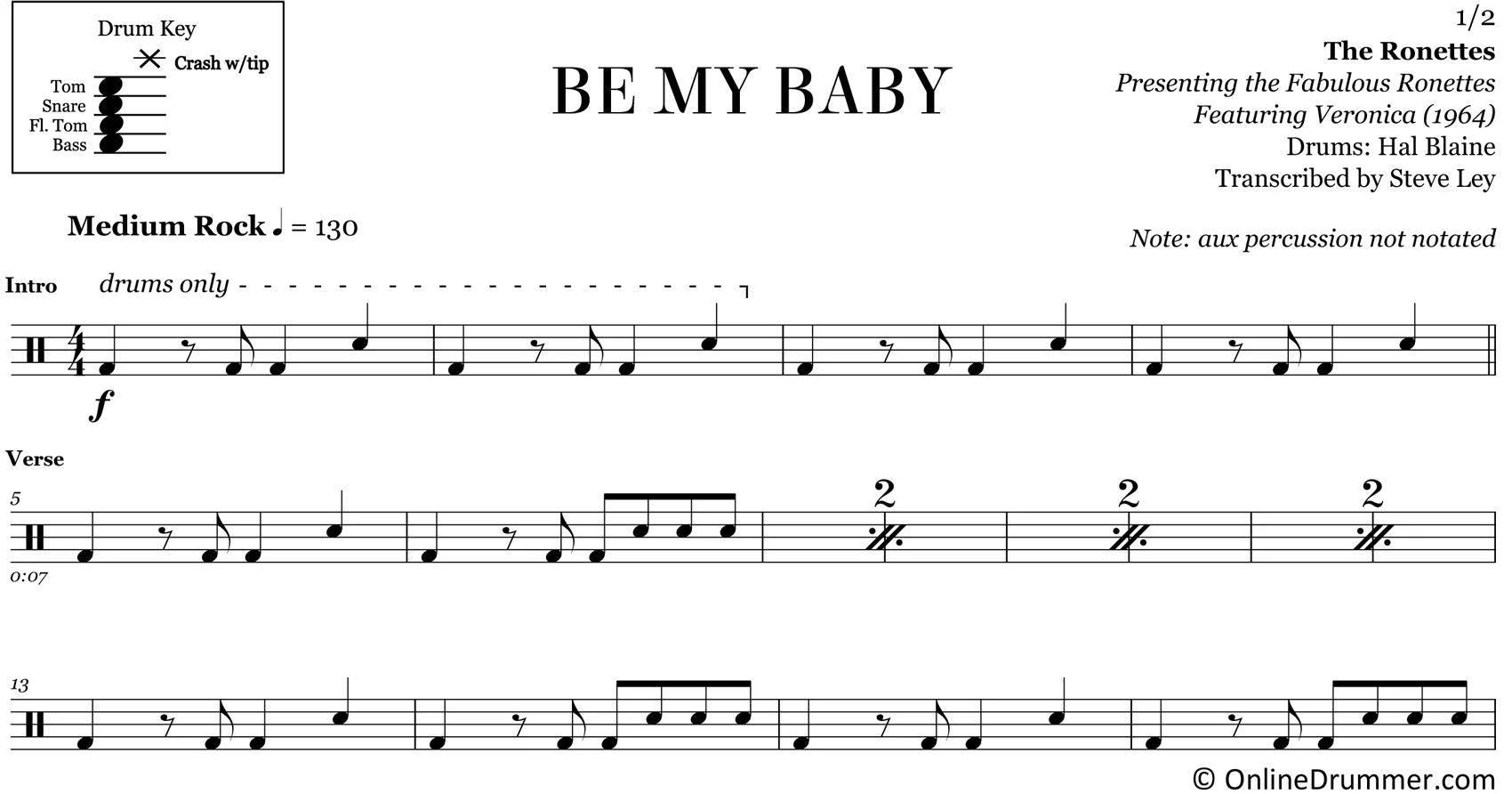 Be My Baby - The Ronettes - Drum Sheet Music - Image 3