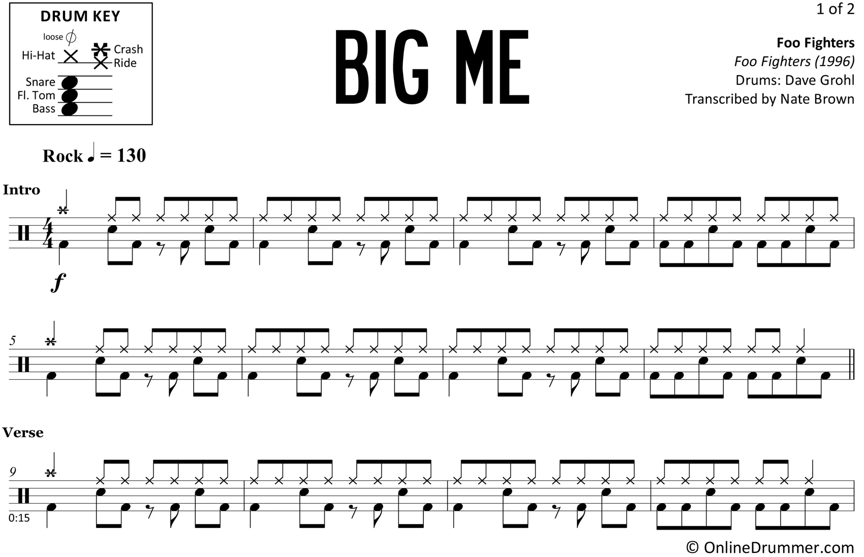 Big Me - Foo Fighters - Drum Sheet Music - Image 3