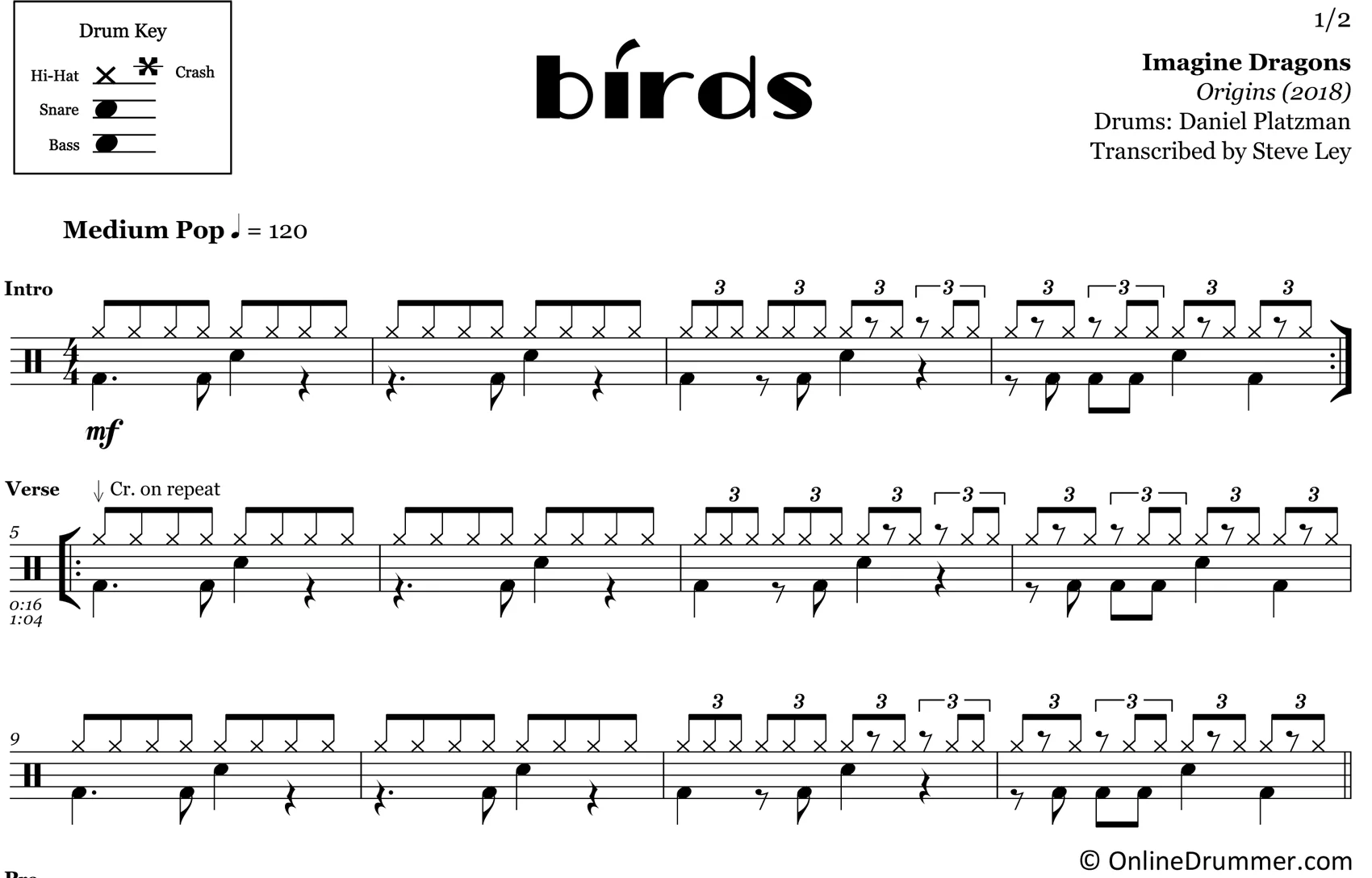Birds - Imagine Dragons - Drum Sheet Music - Image 3