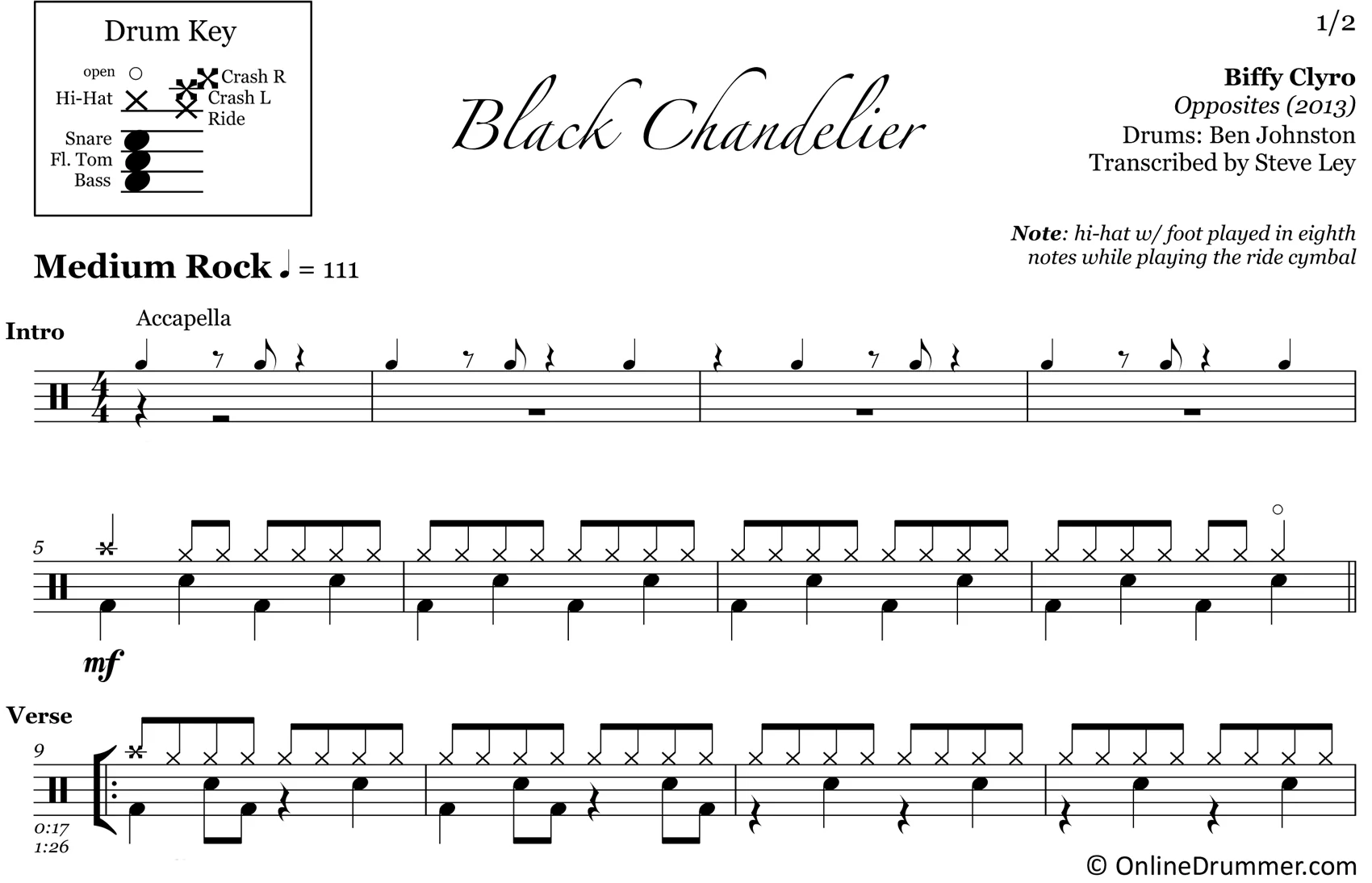 Black Chandelier - Biffy Clyro - Drum Sheet Music - Image 3