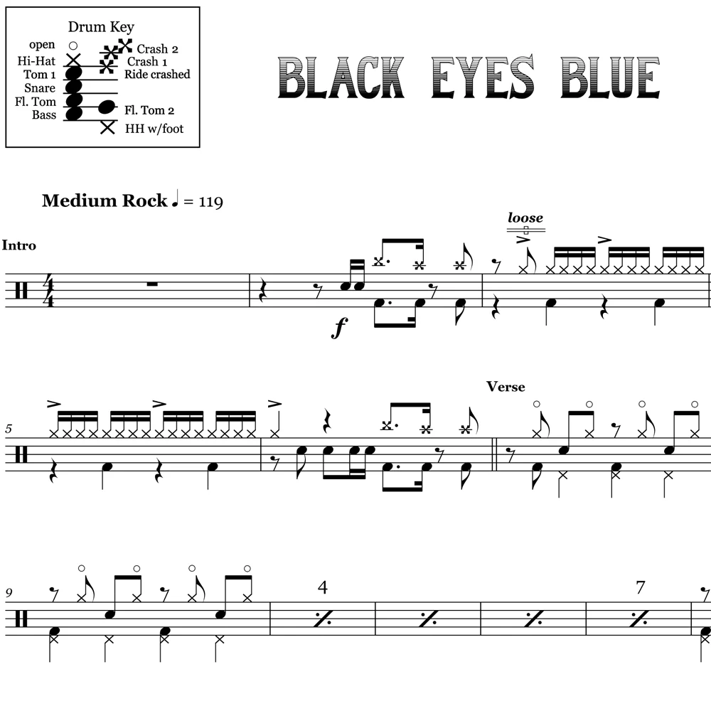 Black Eyes Blue - Corey Taylor - Drum Sheet Music - Image 2