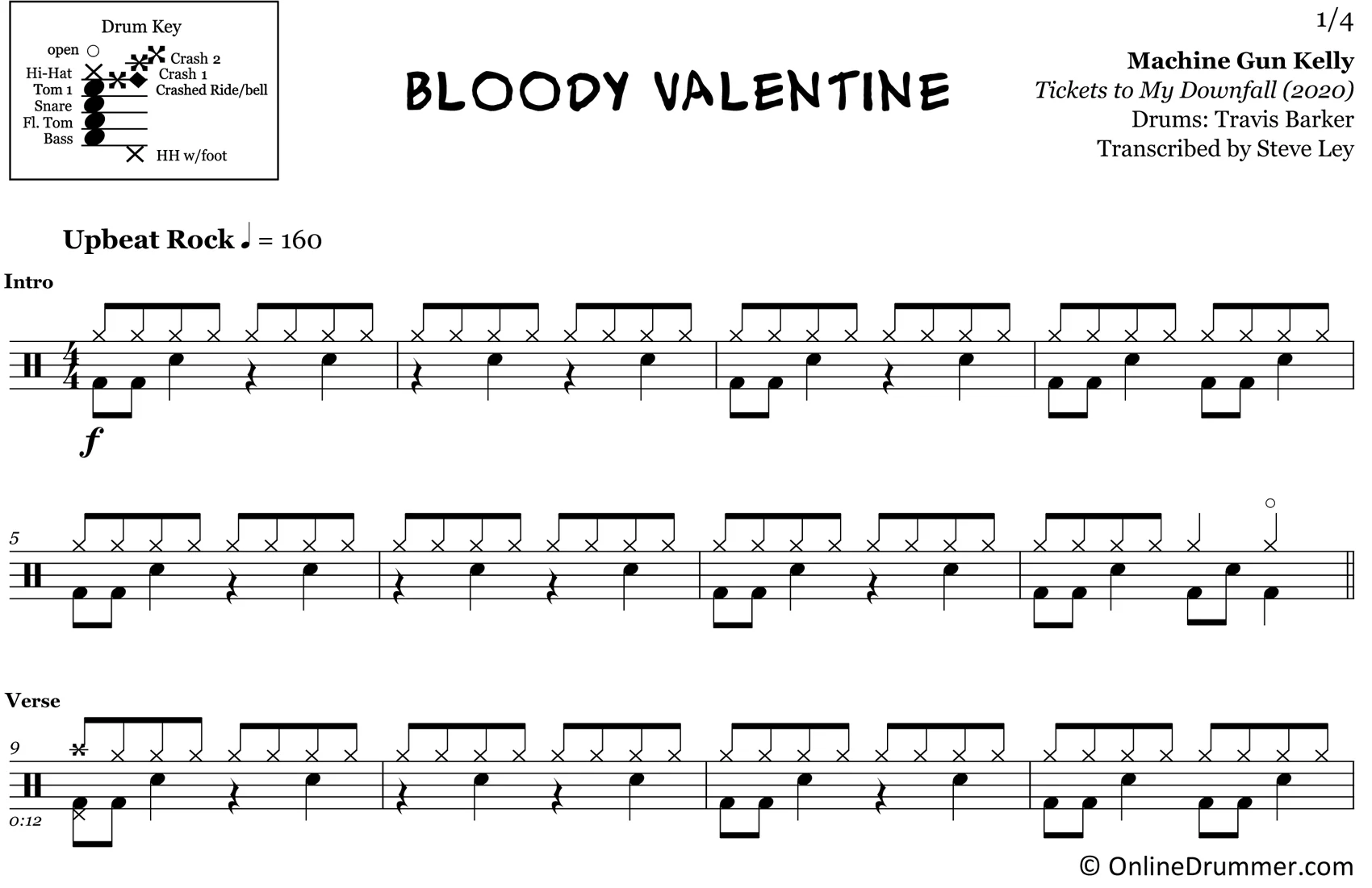 Bloody Valentine - Machine Gun Kelly - Drum Sheet Music - Image 3