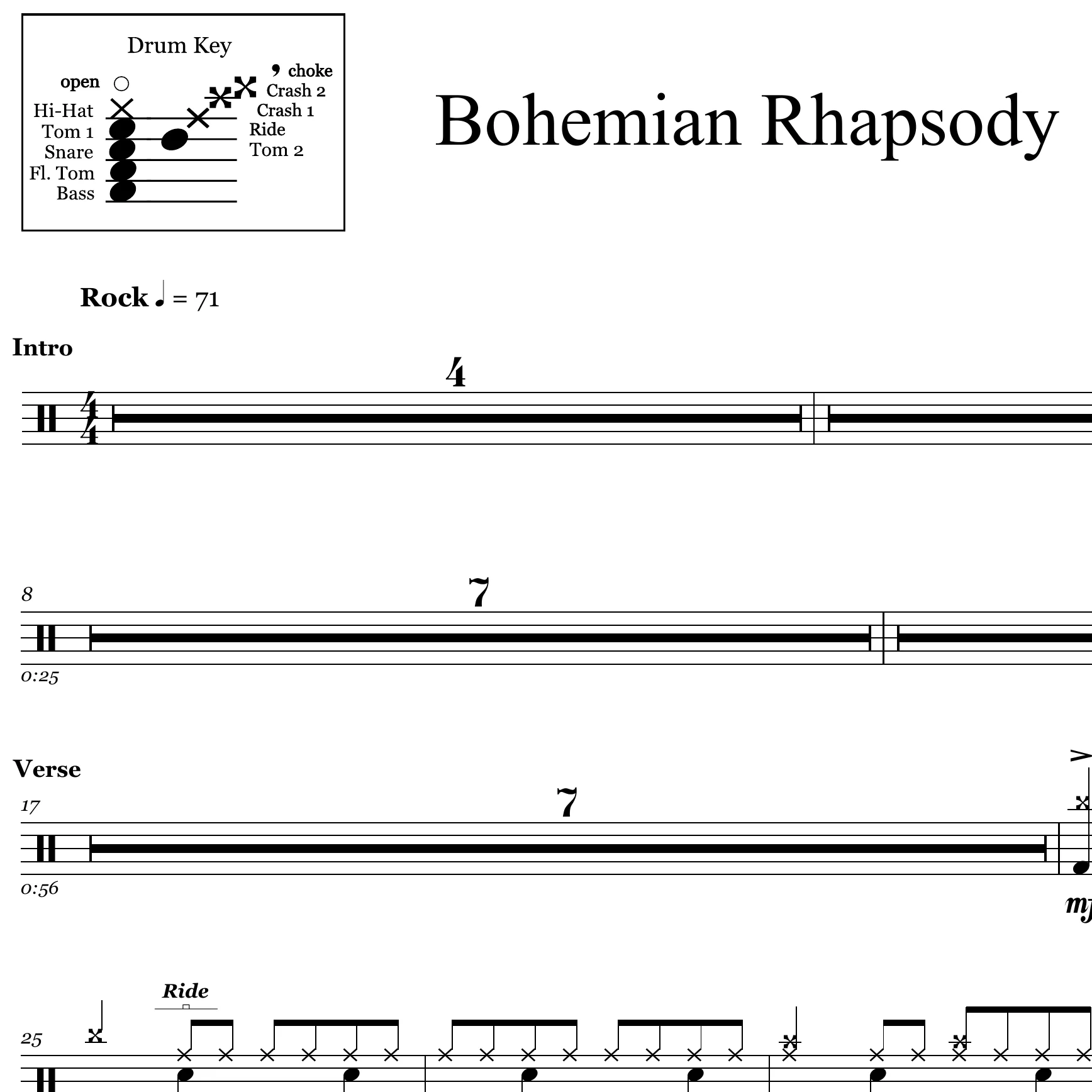 Bohemian Rhapsody - Queen - Drum Sheet Music - Image 2