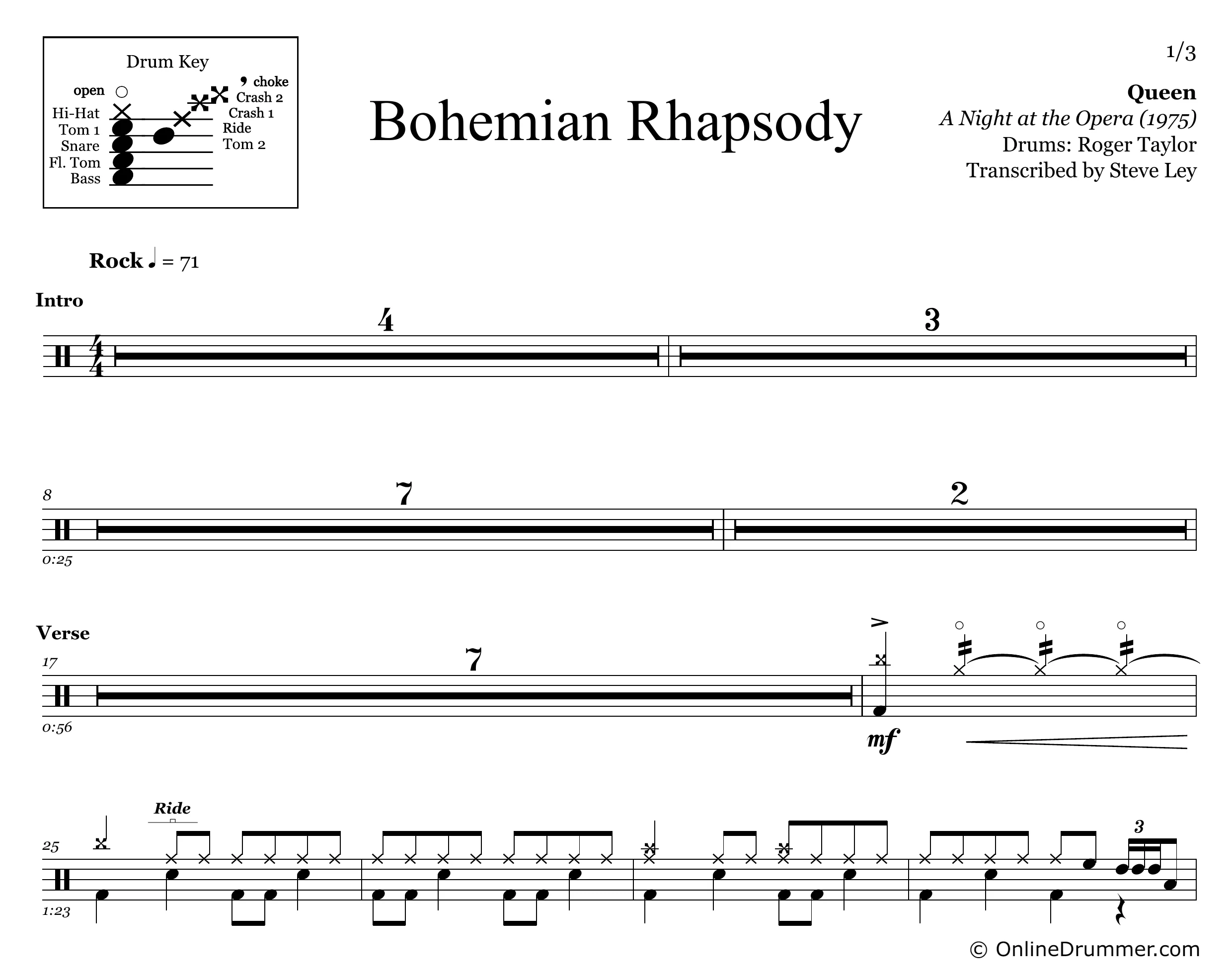 Bohemian Rhapsody - Queen - Drum Sheet Music - Image 3