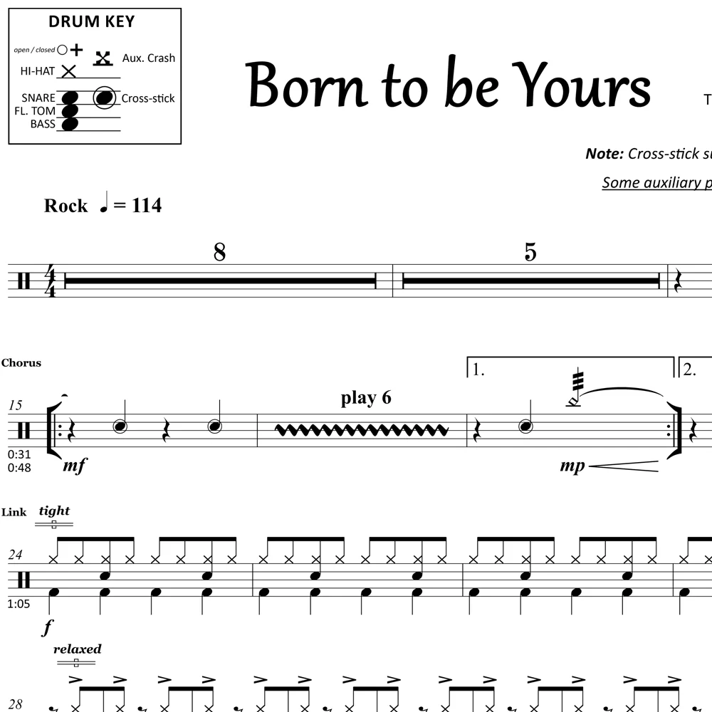Born to be Yours - Kygo & Imagine Dragons - Drum Sheet Music - Image 2