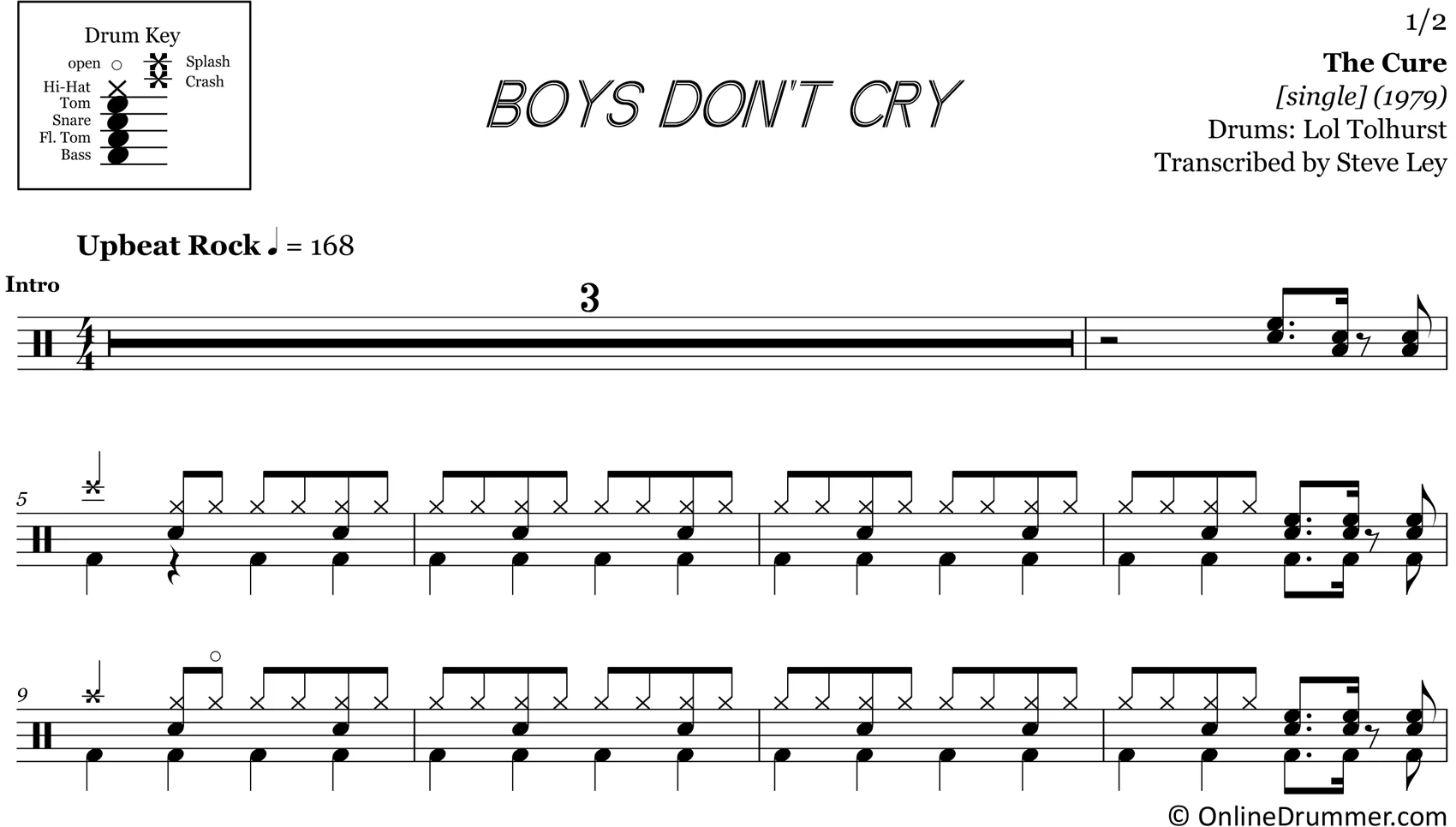 Boys Don't Cry - The Cure - Drum Sheet Music - Image 3