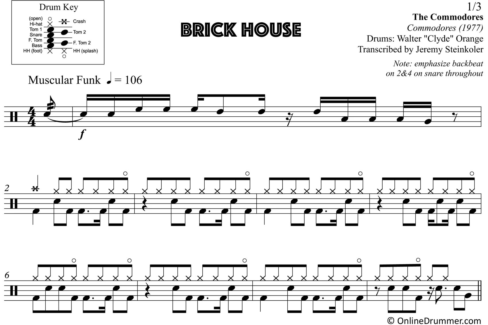 Brick House - Commodores - Drum Sheet Music - Image 3