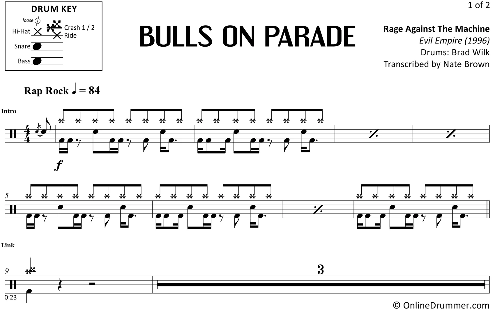 Bulls on Parade - Rage Against the Machine - Drum Sheet Music - Image 3