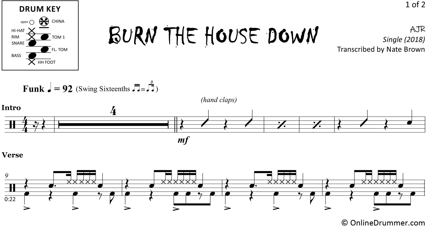 Burn The House Down - AJR - Drum Sheet Music - Image 3