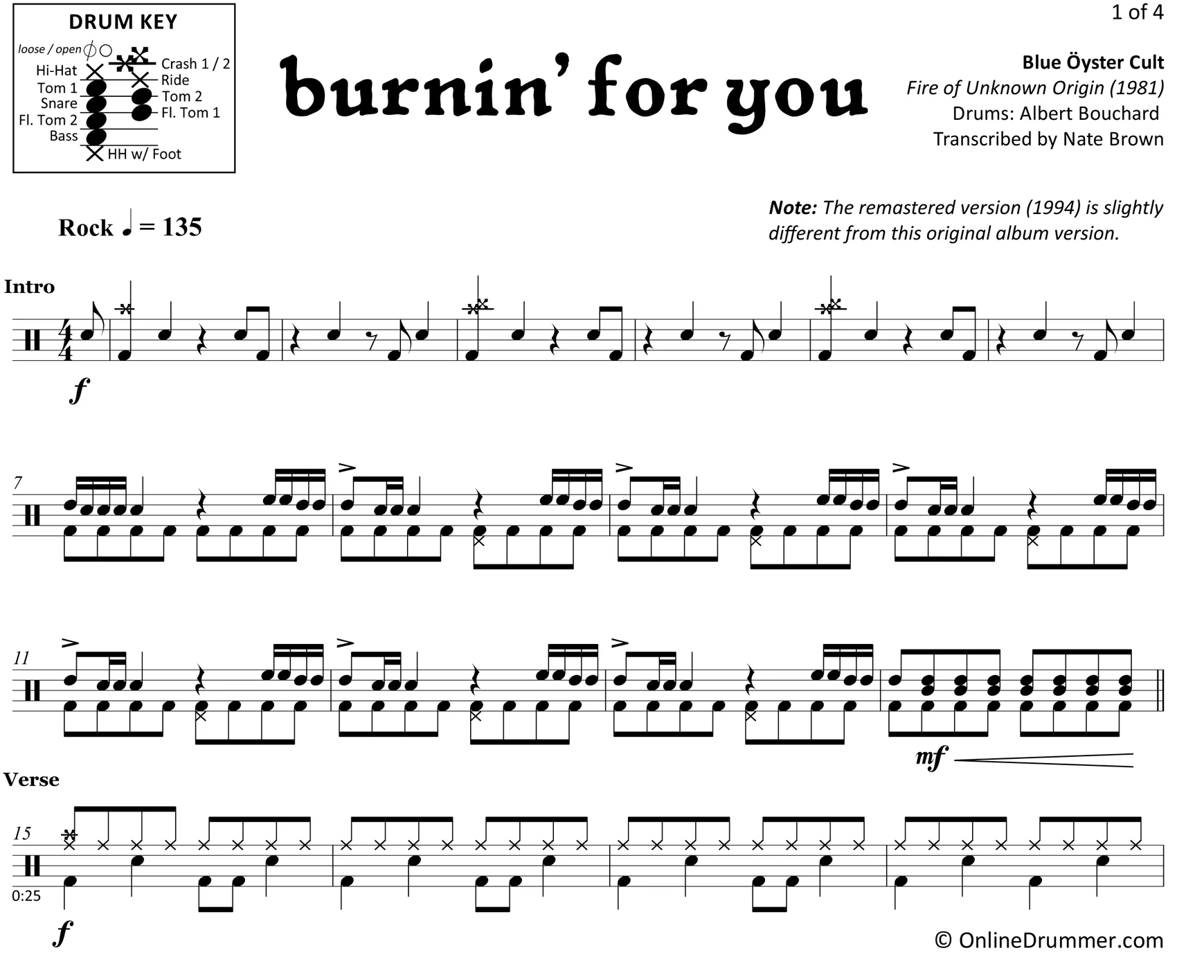 Burnin' for You - Blue Öyster Cult - Drum Sheet Music - Image 3