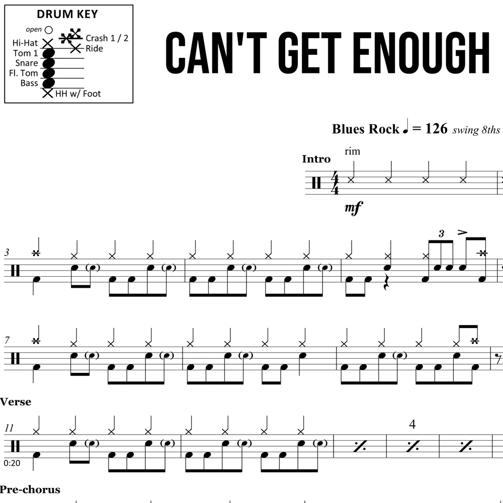Can't Get Enough - Bad Company - Drum Sheet Music - Image 2