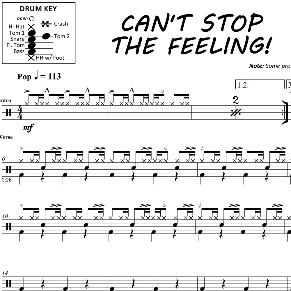 Can't Stop The Feeling - Justin Timberlake - Drum Sheet Music - Image 2
