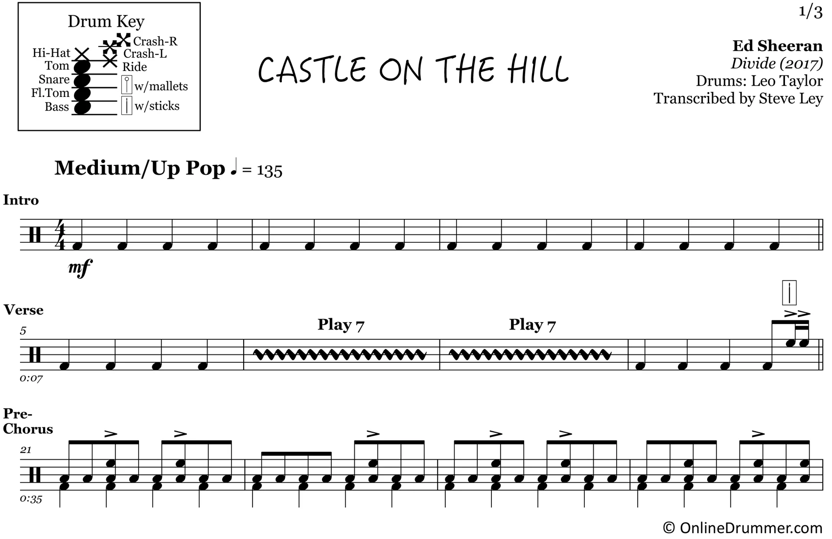 Castle on the Hill - Ed Sheeran - Drum Sheet Music - Image 3