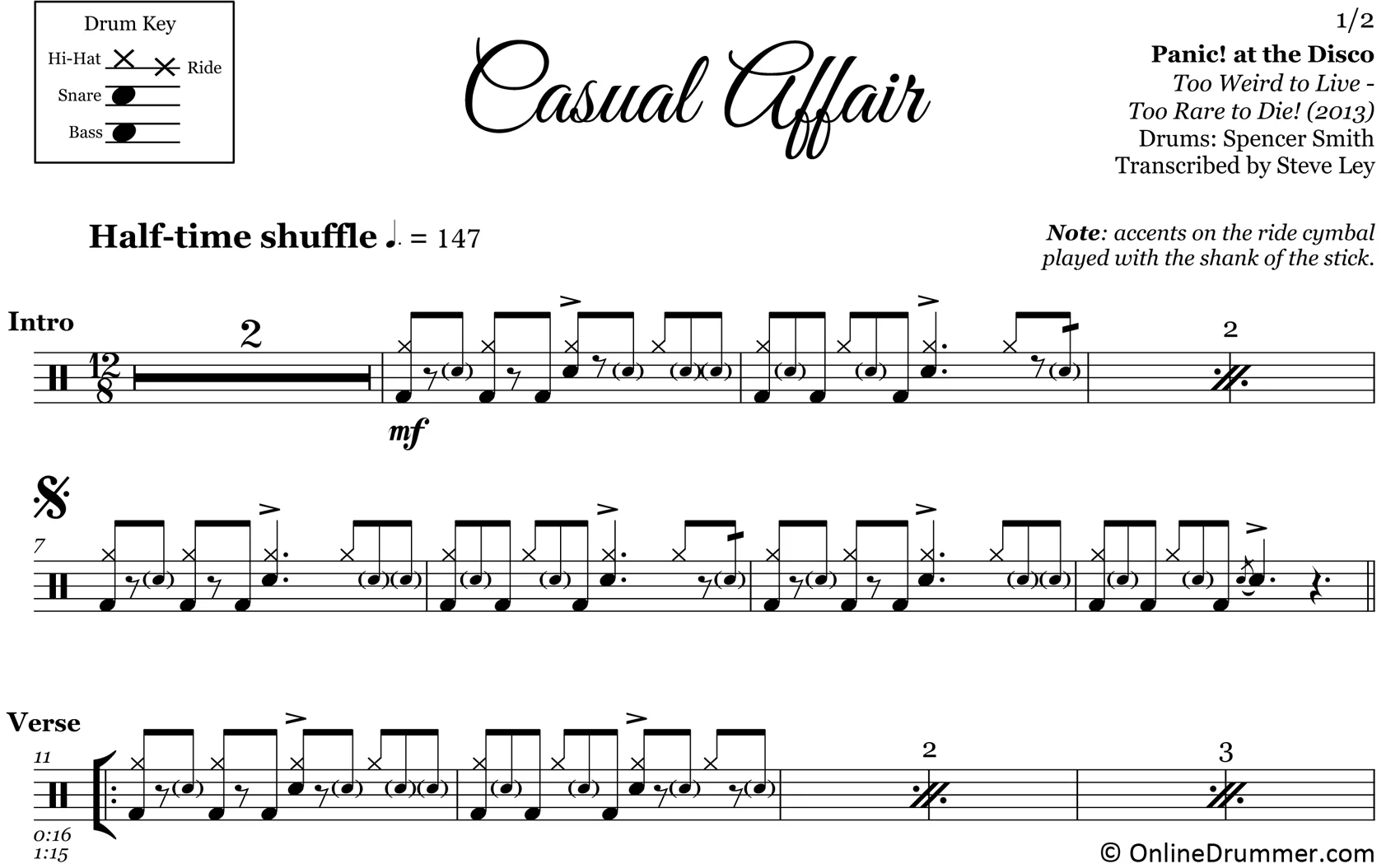 Casual Affair - Panic! At The Disco - Drum Sheet Music - Image 3