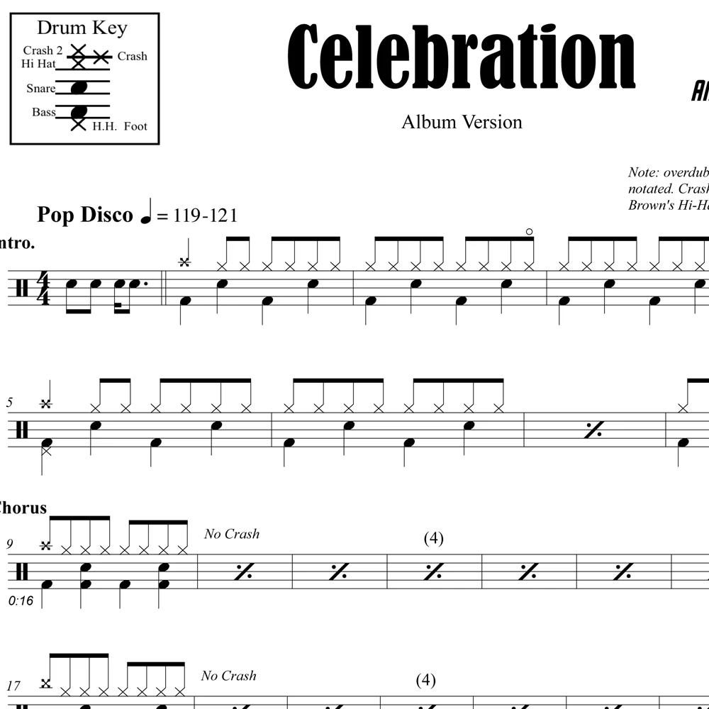 Celebration - Kool and the Gang - Drum Sheet Music - Image 2