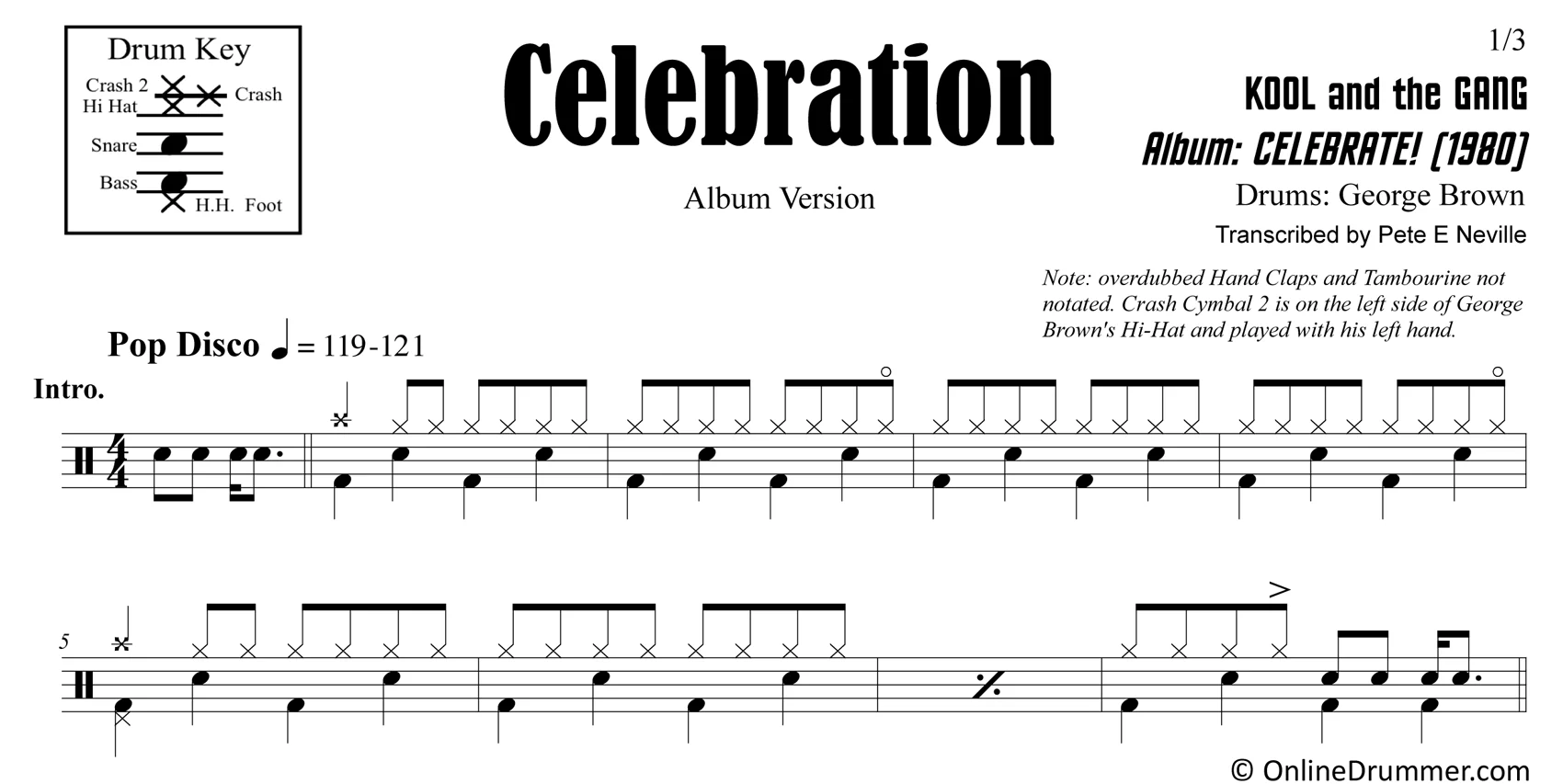 Celebration - Kool and the Gang - Drum Sheet Music - Image 3