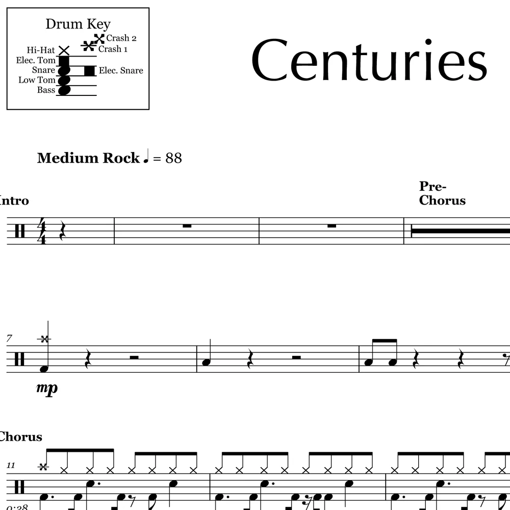 Centuries - Fall Out Boy - Drum Sheet Music - Image 2