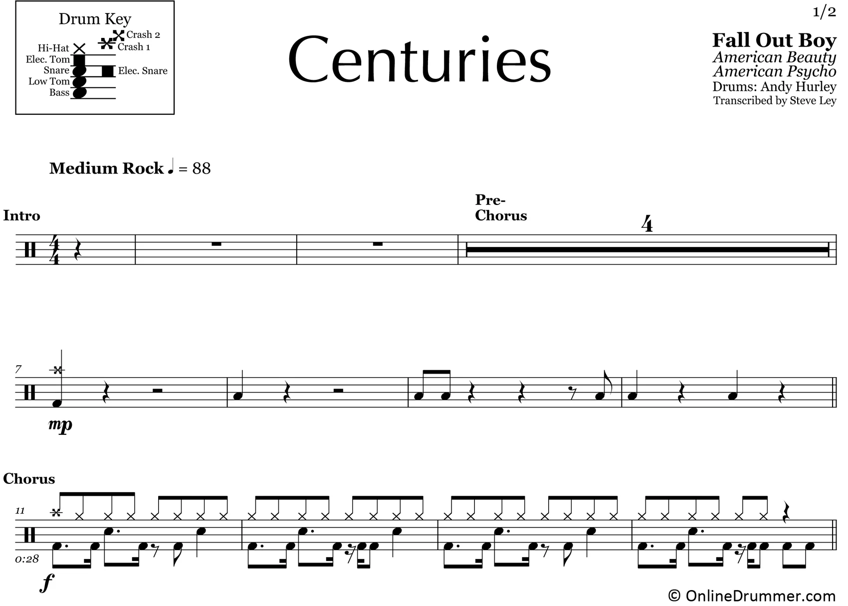 Centuries - Fall Out Boy - Drum Sheet Music - Image 3