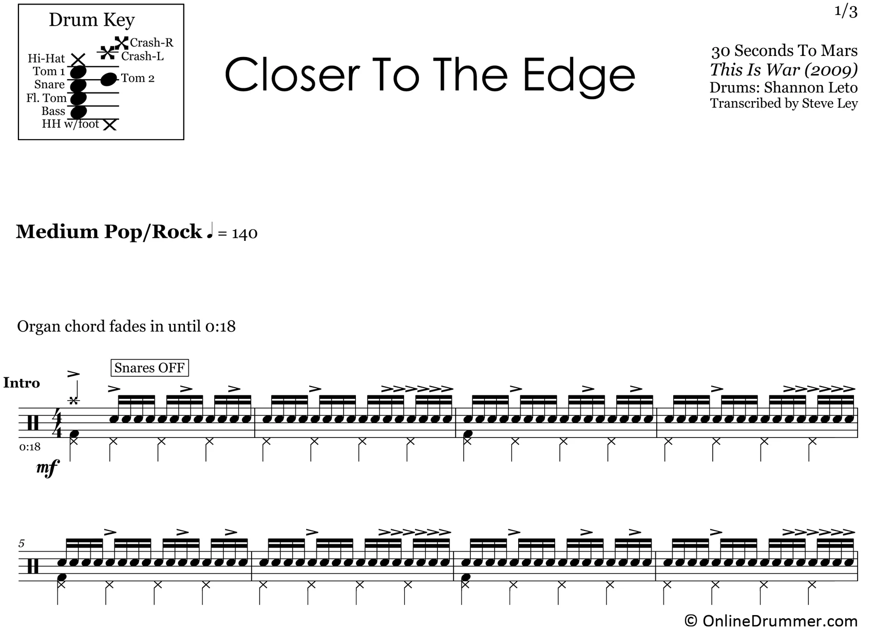 Closer To The Edge - 30 Seconds to Mars - Drum Sheet Music - Image 3