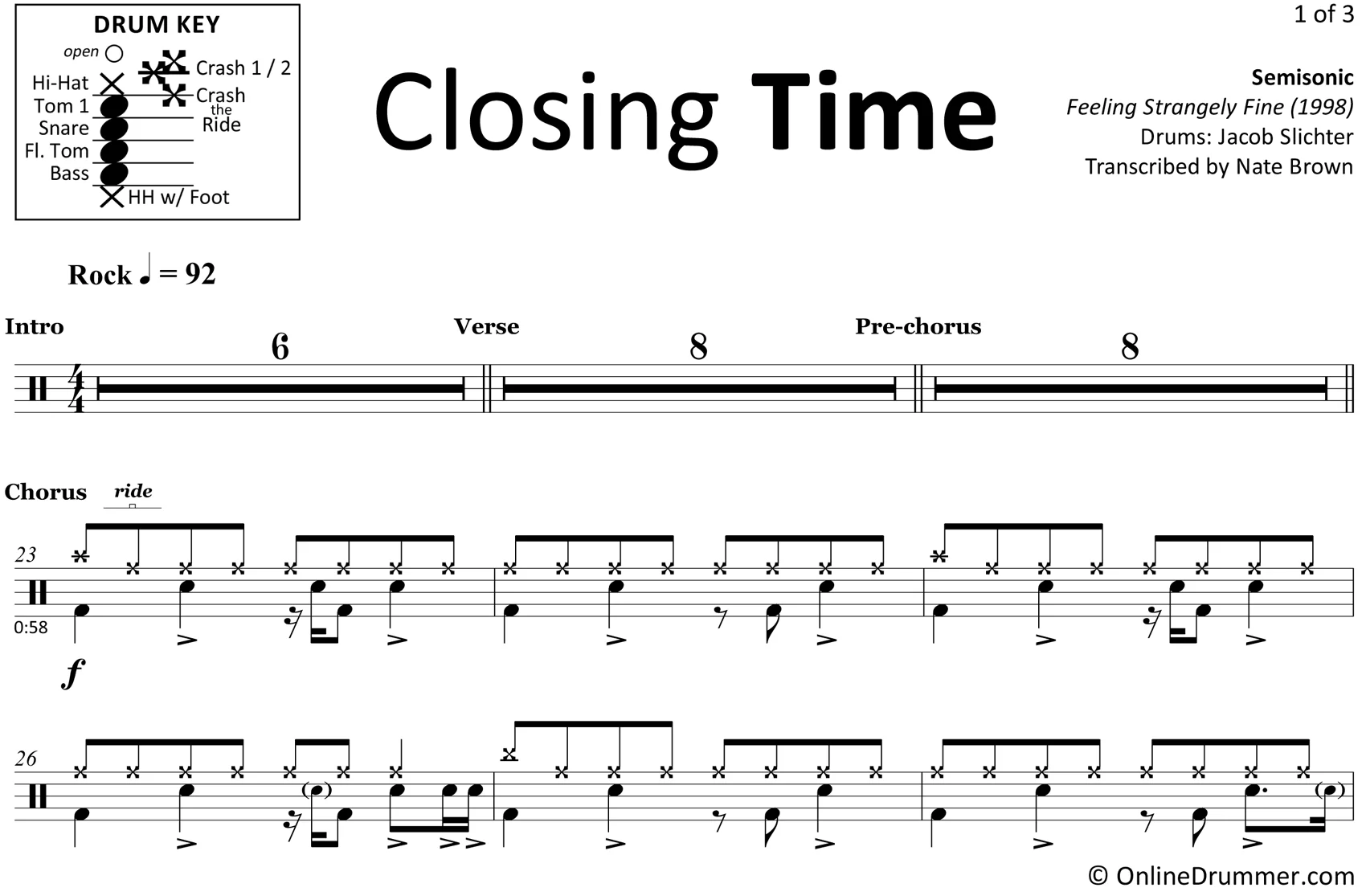 Closing Time - Semisonic - Drum Sheet Music - Image 3