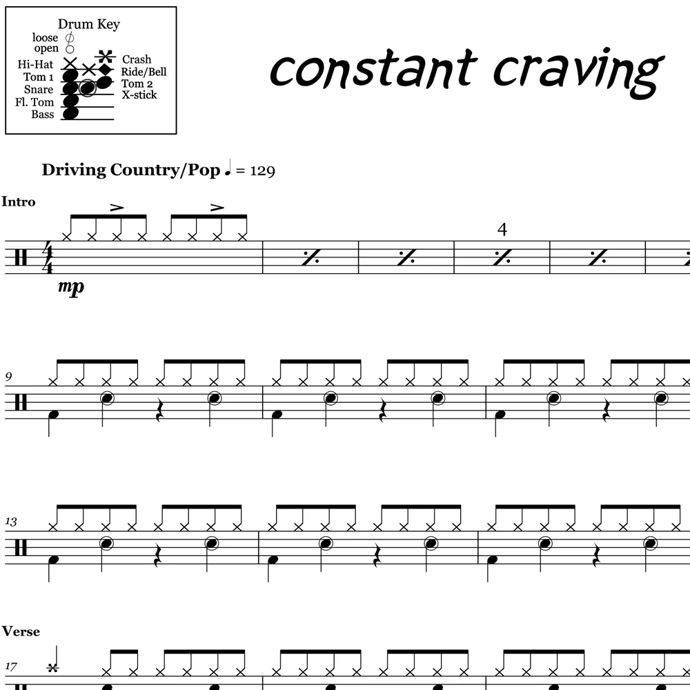 Constant Craving - K.D. Lang - Drum Sheet Music - Image 2