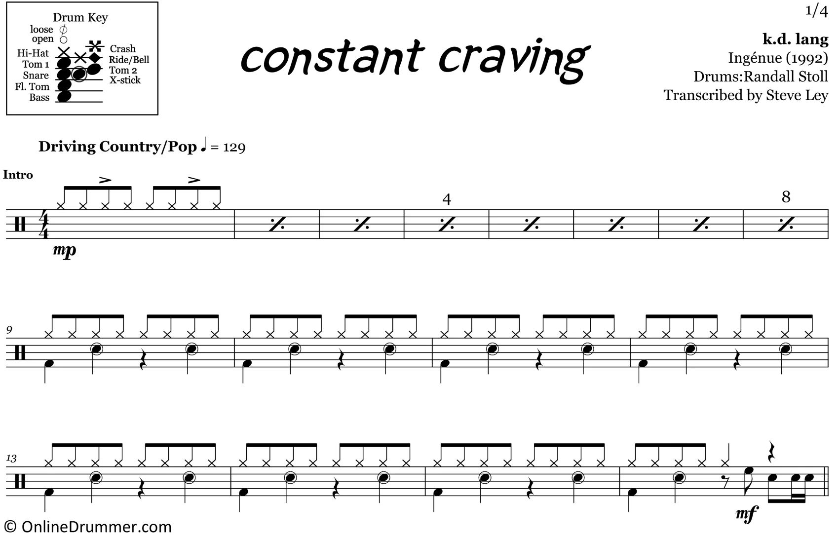 Constant Craving - K.D. Lang - Drum Sheet Music - Image 3