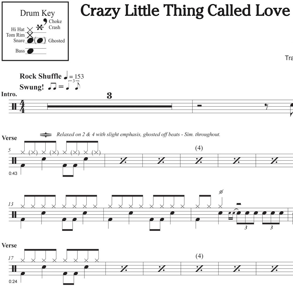 Crazy Little Thing Called Love - Queen -Drum Sheet Music - Image 2