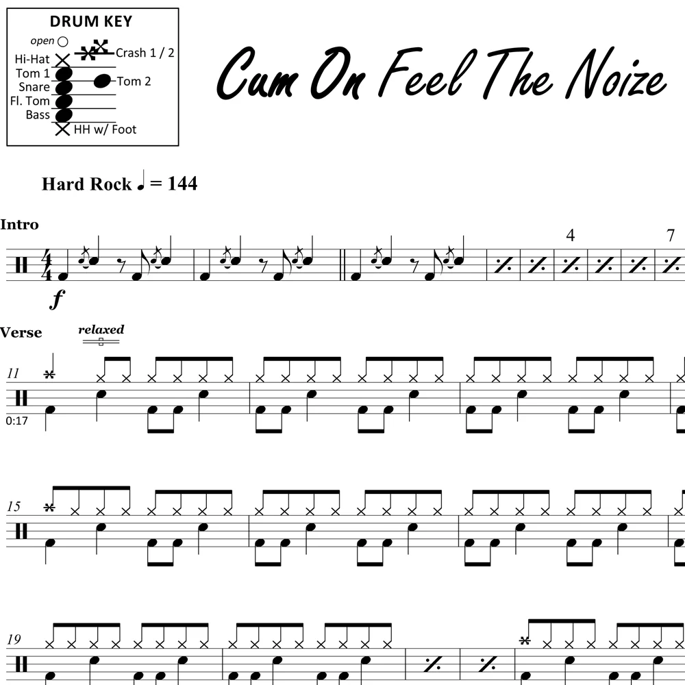 Cum On Feel The Noize - Quiet Riot - Drum Sheet Music - Image 2