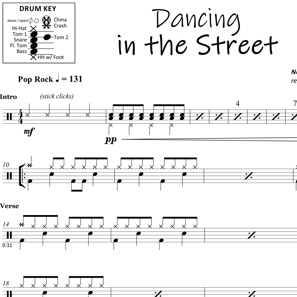 Dancing in the Street - David Bowie & Mick Jagger - Drum Sheet Music - Image 2