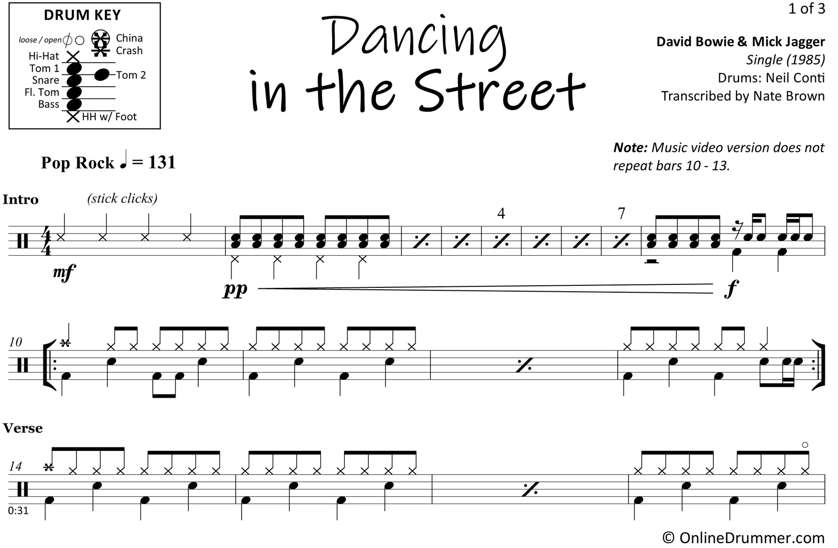 Dancing in the Street - David Bowie & Mick Jagger - Drum Sheet Music - Image 3