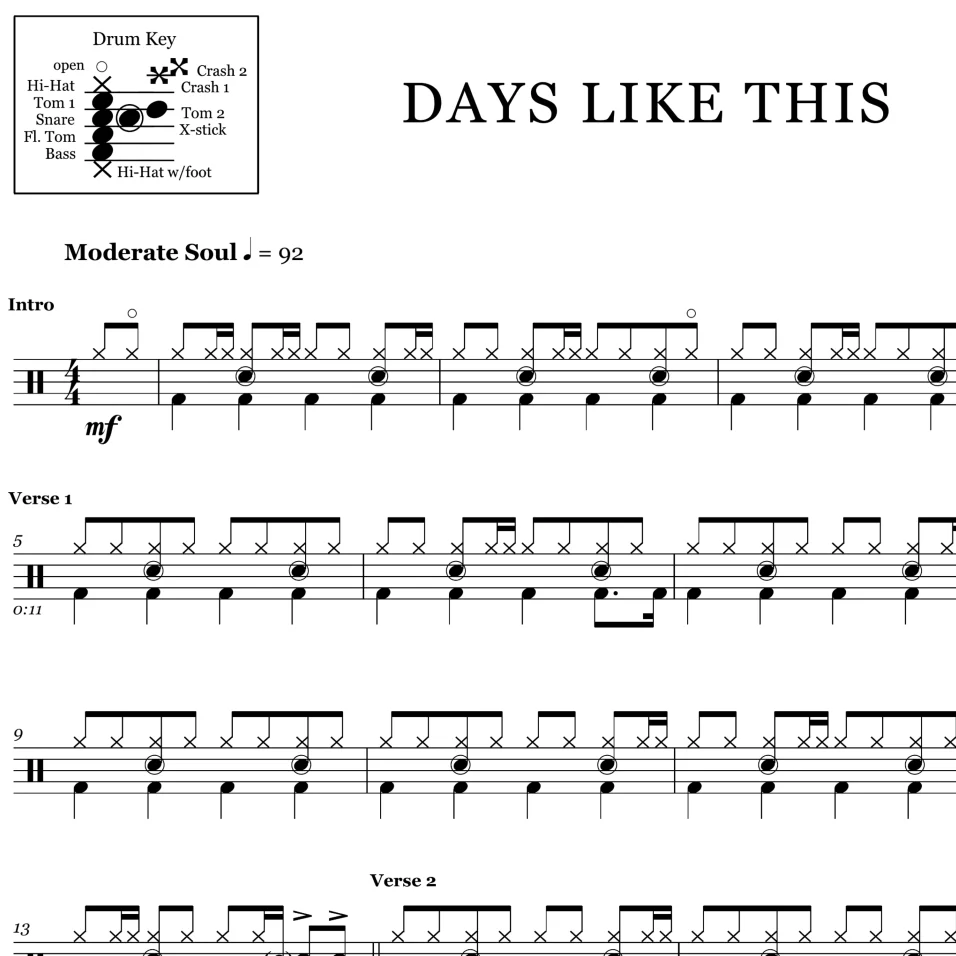 Days Like This - Van Morrison - Drum Sheet Music - Image 2