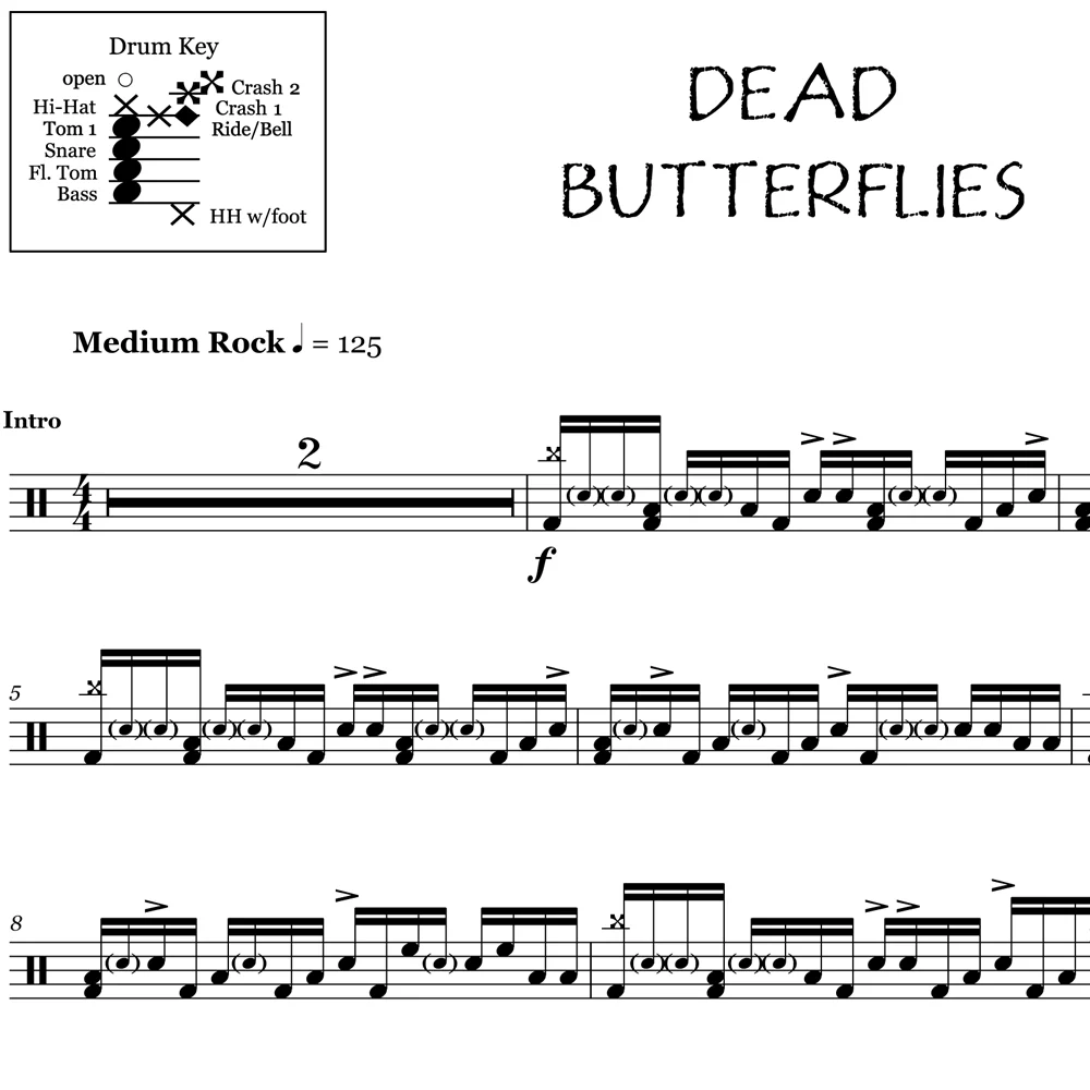 Dead Butterflies - Architects - Drum Sheet Music - Image 2
