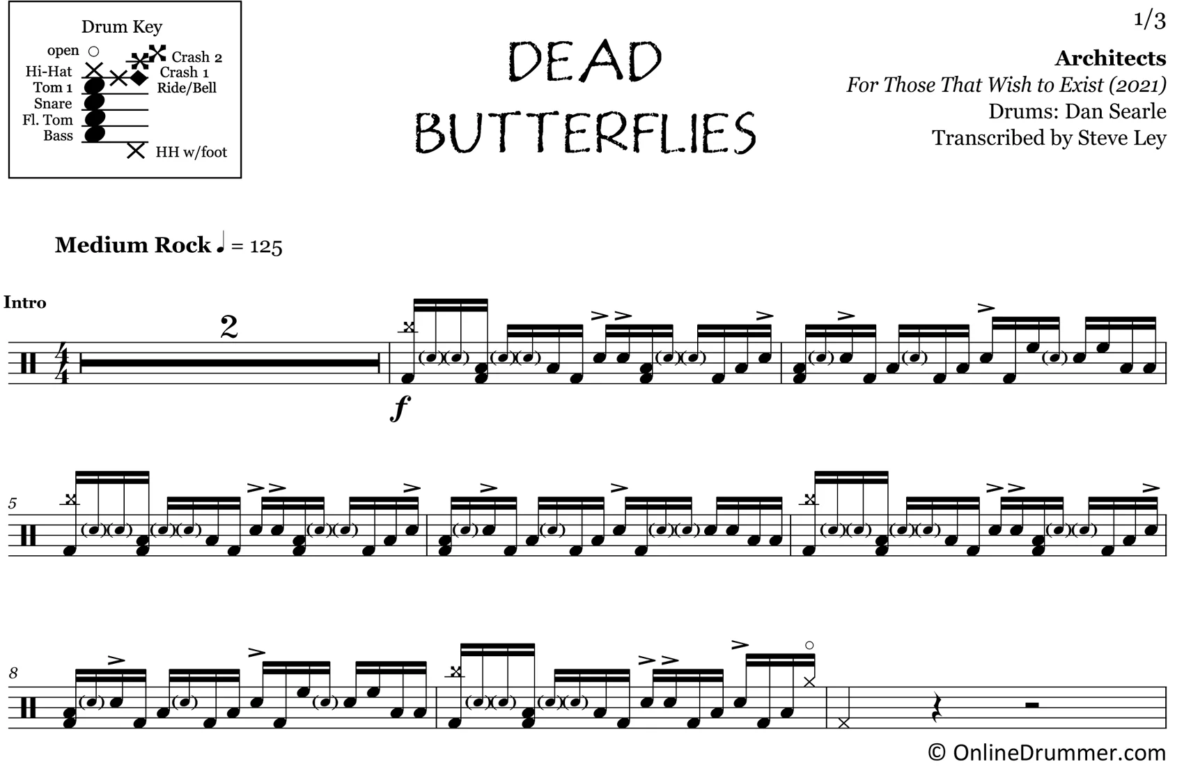 Dead Butterflies - Architects - Drum Sheet Music - Image 3