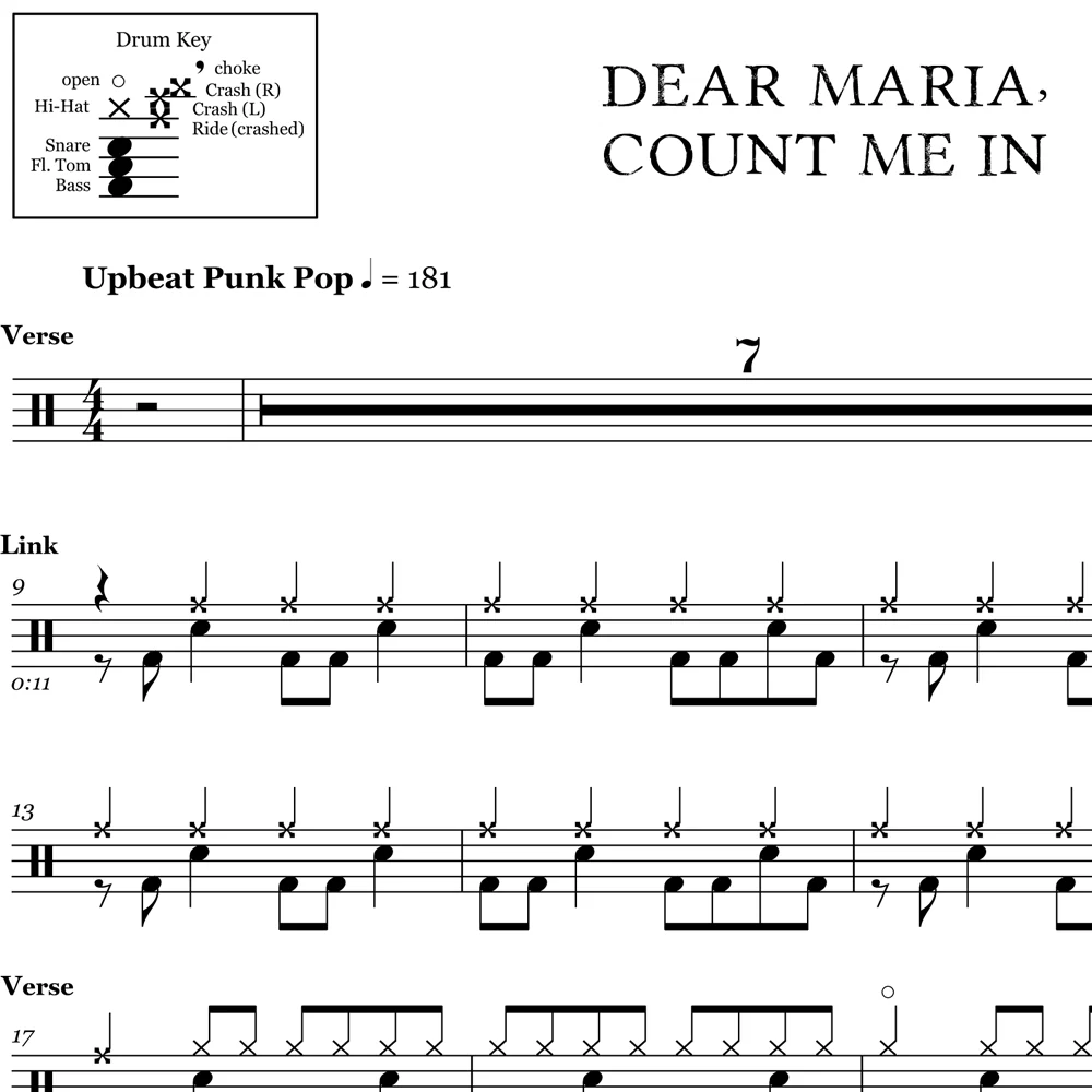 Dear Maria, Count Me In - All Time Low - Drum Sheet Music - Image 2