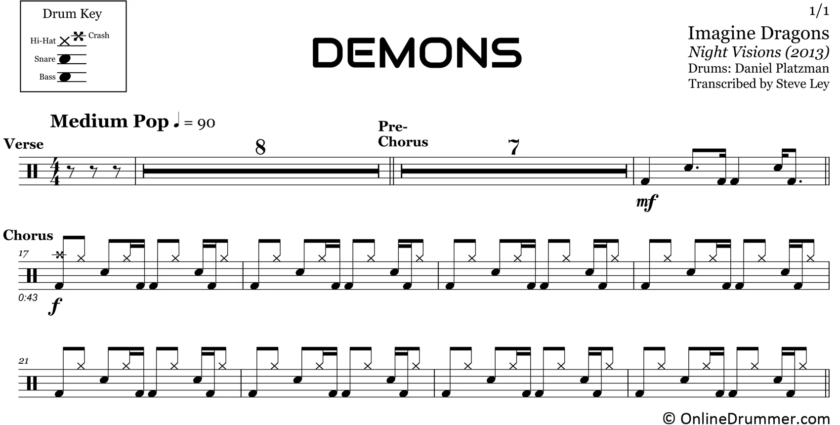 Demons - Imagine Dragons - Drum Sheet Music - Image 3