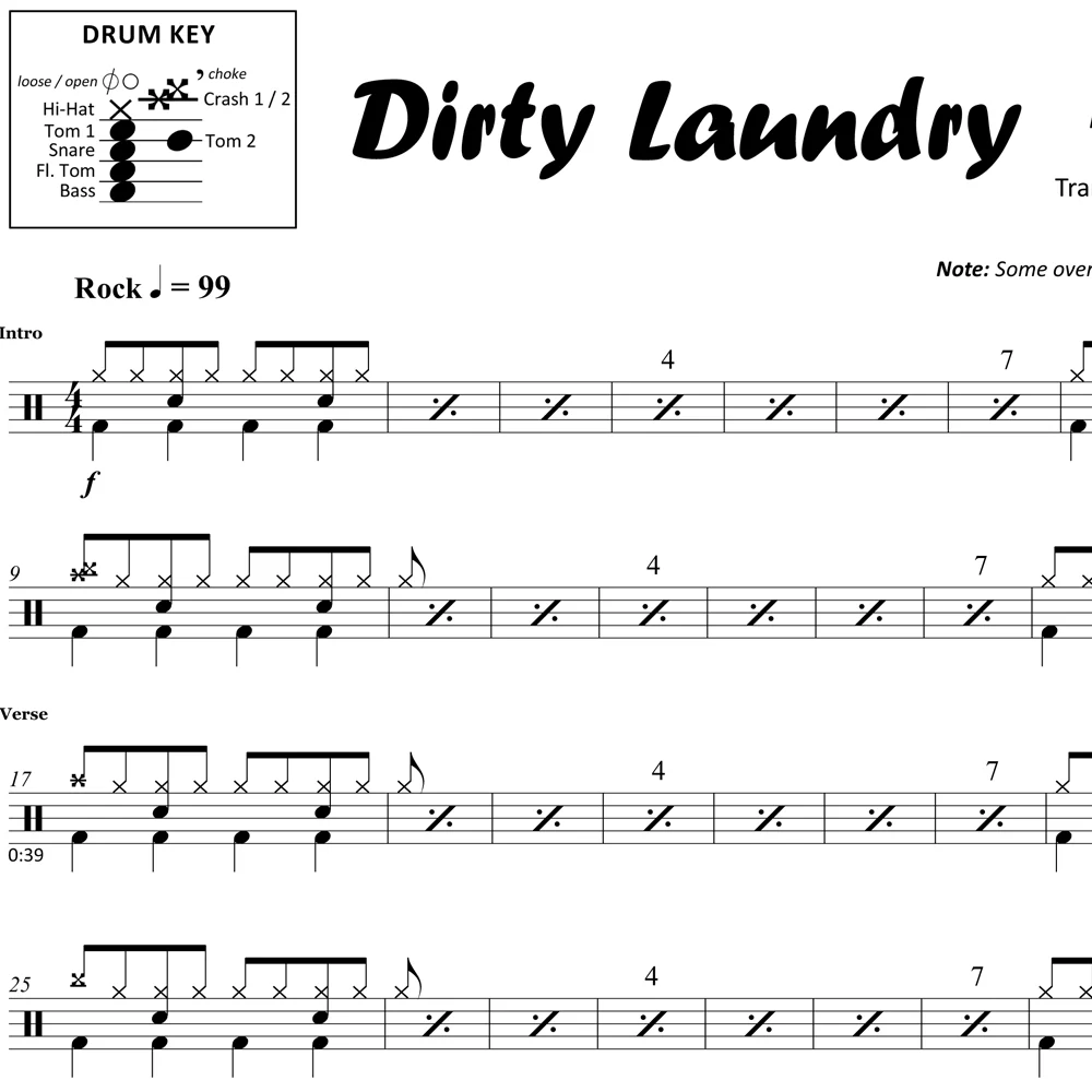 Dirty Laundry - Don Henley - Drum Sheet Music - Image 2